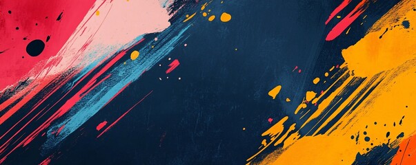Aufkleber - Colorful brush strokes and paint splatters creating dynamic abstract background
