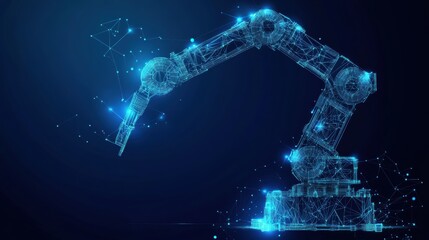 Poster - industrial robotic arm manipulating objects in a modern manufacturing facility