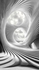 Poster - Curved lines weave gracefully, creating a mesmerizing abstract landscape. The interplay of light and dark accentuates the fluidity, evoking a dreamlike atmosphere that invites exploration