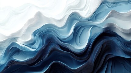 Poster - Abstract blue and white waves with layered textures