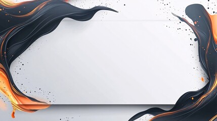 Poster - Abstract black and orange waves framing white background