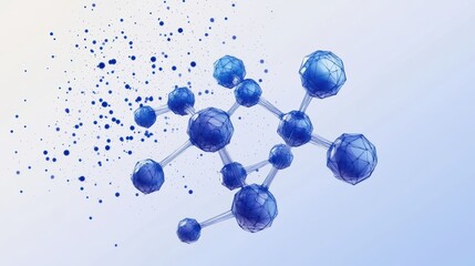 Poster - Molecule with blue water droplets on a clear background showcasing scientific research and innovation