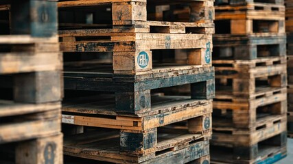 Wall Mural - Stacked Wooden Pallets