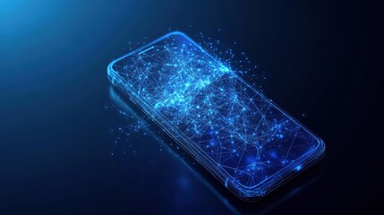 Poster - Smartphone displaying a network connection on the screen with various data visualizations and icons