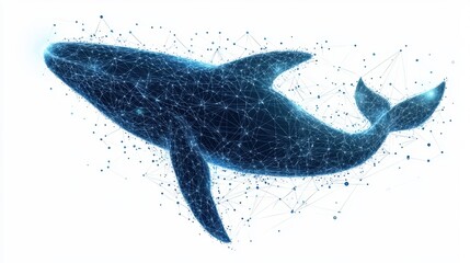 Poster - Whale illustrated with a network of interconnected dots and lines on a dark background