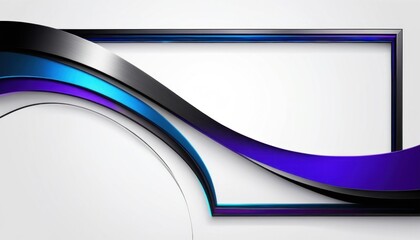 Poster - Abstract modern frame with layered wave design in black silver blue and purple colors