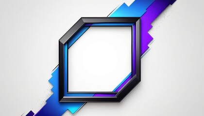 Poster - Abstract black frame with blue and purple geometric lines on white background