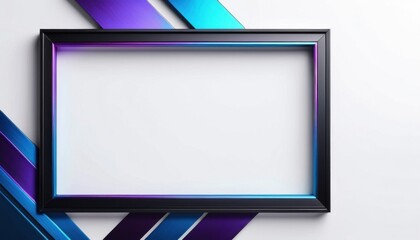 Poster - Elegant black frame with vibrant blue and purple gradient ribbon accents