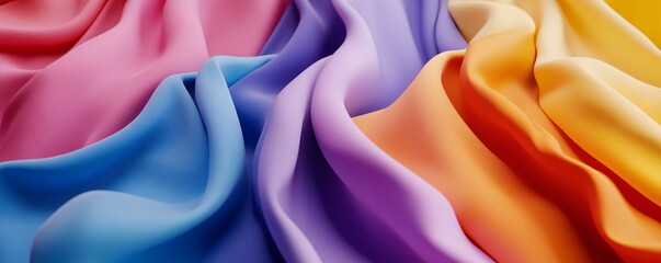 Poster - Colorful silk fabric flowing gently in the wind