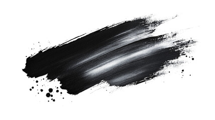Poster - A black brush stroke on a white background. The brush stroke is thick and bold, creating a sense of movement and energy. The black color of the brush stroke contrasts with the white background