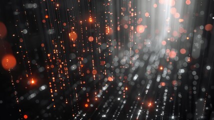 Fototapete - Abstract picture micro light sparkling particle represent data flow. Vivid flowing wave with high tech texture, create digital effect scene perfect for energetic and fantasy wallpaper design. AIG53.