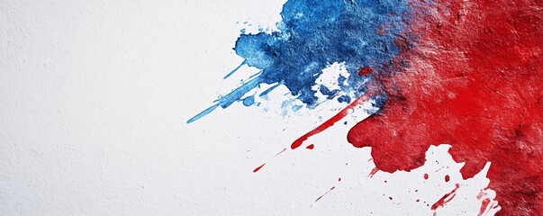 Aufkleber - Red and blue watercolor splashing on white canvas background