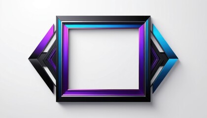 Poster - Geometric Frame with Black, Blue and Purple Elements on White Background for Visual Display