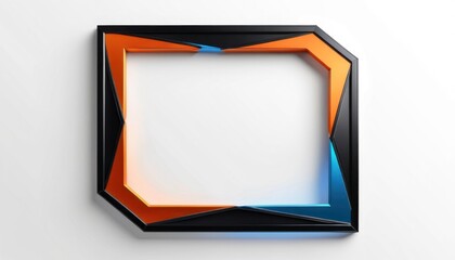 Poster - Modern abstract frame with black outer border and orange and blue inner accents