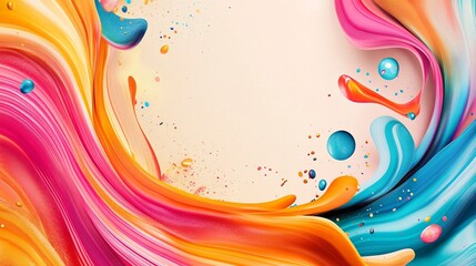 Poster - Colorful abstract background with swirling paint strokes and spheres