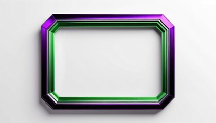 Poster - A Shiny Rectangular Frame with Purple and Green Layers on a white background