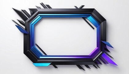 Poster - Modern Geometric Frame with Blue and Purple Accents on a White Background