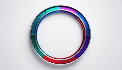 Poster - 3D Rendered Circular Frame with Multi-Colored Segments on a White Background