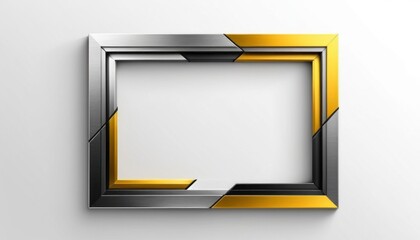 Poster - Modern rectangular frame with metallic silver, black, and gold accents on a white backdrop