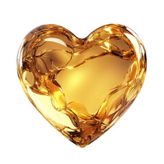Poster - A digital illustration of a heart shape filled with a flowing golden liquid creating an abstract design.