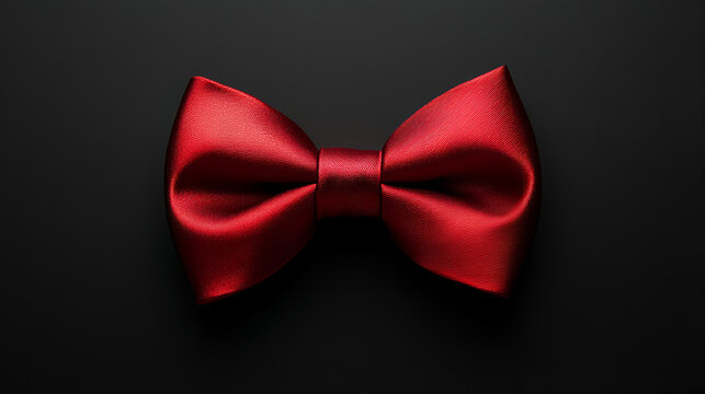 A red bow tie centered on a matte black background