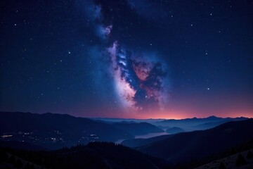 Vast night sky, countless stars, panoramic view, wide, panoramic image