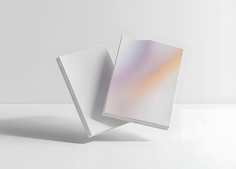 Poster - Two floating magazine covers Mockup on white background with soft shadows. 3D rendering