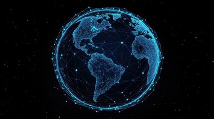 Aufkleber - Globe with network of connected lines and dots representing global communication and connectivity