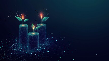 Poster - Two glowing candles illuminating a dark background creating a serene and peaceful atmosphere