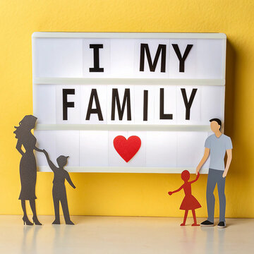 Top view frame with family figure concept