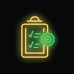 Poster - neon green clipboard is showing checkmarks representing completing a checklist