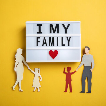 Top view frame with family figure concept