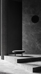 Aufkleber - Soft curves and linear elements intertwine in a tranquil setting, highlighting the elegance of simplicity and contemporary design. Shadows dance lightly across the surfaces