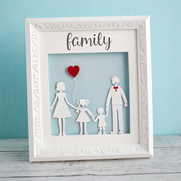 Top view frame with family figure concept