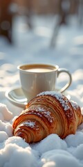 Canvas Print - A flaky, golden pastry sprinkled with powdered sugar