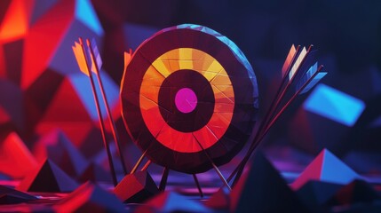 Poster - Colorful abstract background featuring a prominent red and yellow circle in a dynamic design