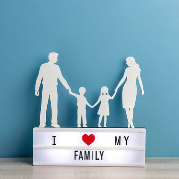 Top view frame with family figure concept