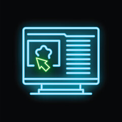 Poster - Neon image editing software displayed on computer screen with mouse cursor selecting object