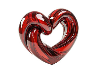 Wall Mural - A 3D rendering of a red glass heart with a swirling and intertwined design, set against a black background.