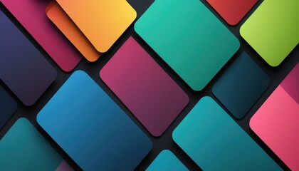 Poster - Colorful geometric pattern of overlapping rounded square shapes on a dark background