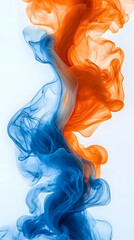 Poster - An orange and blue wave of smoke on a white background