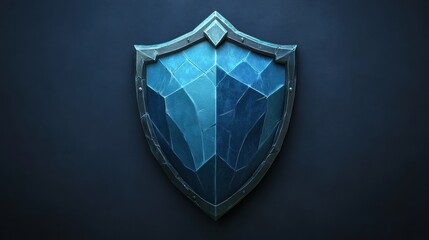 Poster - Blue shield featuring a diamond pattern design for use in graphics or illustrations