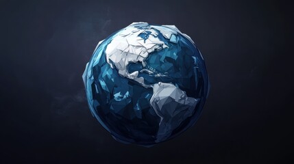 Poster - Blue and white globe on a black background representing global geography and world exploration