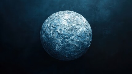 Poster - Ice sphere on a dark background creating a dramatic visual contrast and texture in a minimalist composition