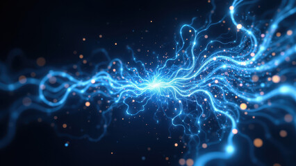 Wall Mural - Electric Gamma AI energy burst with particles and light effects.