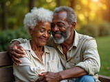 Pareja negra madura enamorada

