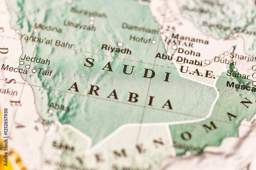 Saudi Geography World map. Saudi Arabia on geographical map, world tourism, destination ...
