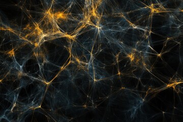 Poster - Abstract representation of interconnected nodes and lines against a dark background, depicting a network concept .