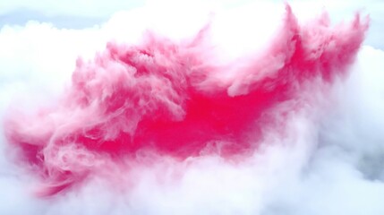 Poster - A vibrant pink smoke wave billowing through a soft white cloud background.