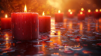 Poster - A collection of various candles arranged on a wooden surface in a cozy setting